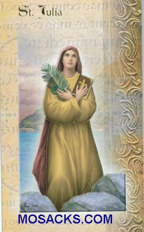 St. Julia laminated Bi-fold Holy Card, F5-458
