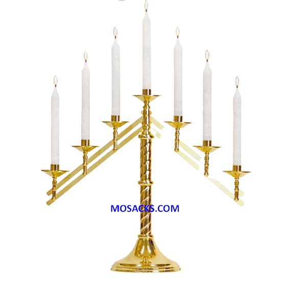 K Brand Ecclesiastical Brass Altar Candlelabra is 14" - 18" High with 3-Light, 5-Light or 7-Light O…