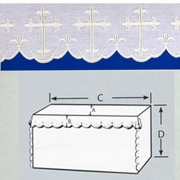 Embroidered 100% Pure Linen 52" Wide Altar Cloth with White Silk Latin Cross Embroidery-1009  Price…