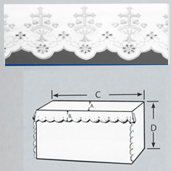 Embroidered 100% Pure Linen 52" Wide Altar Cloth with White Silk Cross Embroidery-7006  Priced Per …