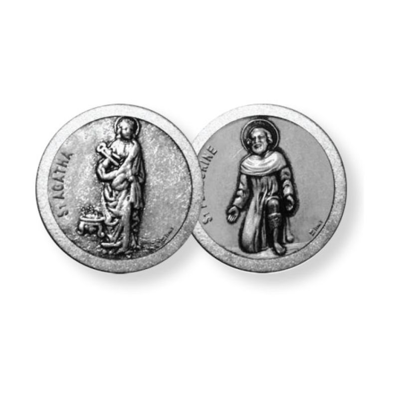 Saint Peregrine and Saint Agatha Pocket Coin