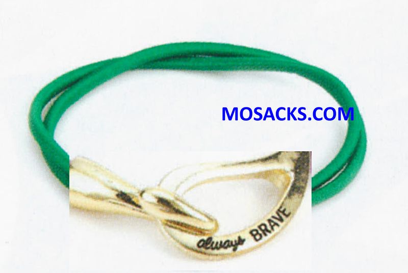 Always Brave Cancer Awareness Bracelet Gold Dark Green 452-220852 an Alexa's Angels Awareness Brace…