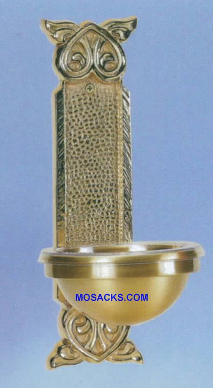 Bronze Holy Water Font w/Textured Back Plate 90HWF35
