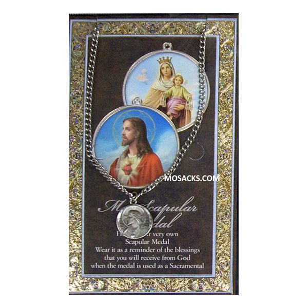 Pewter Scapular Medal Necklace Scapular Pewter Medal 1-1/8" h 950-220