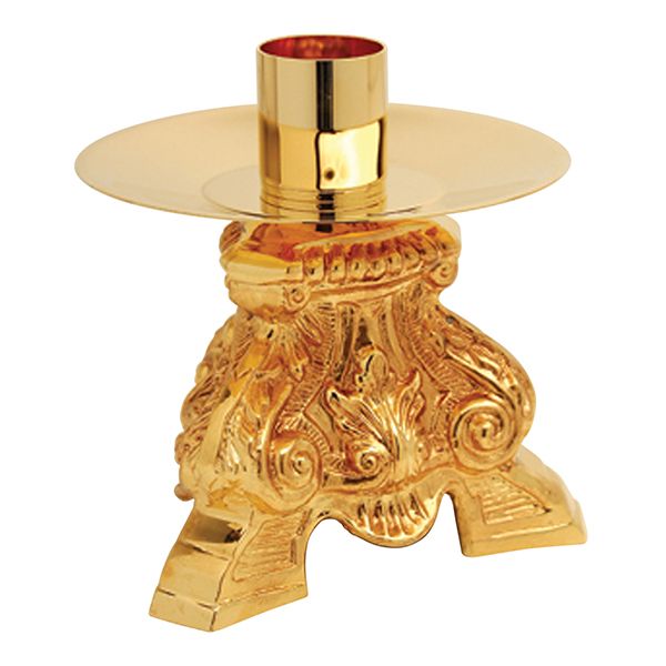 K Brand Gold Plated Candlestick is 5" high with a 6" base and 1-1/2" candle socket 14-K851 FREE SHI…