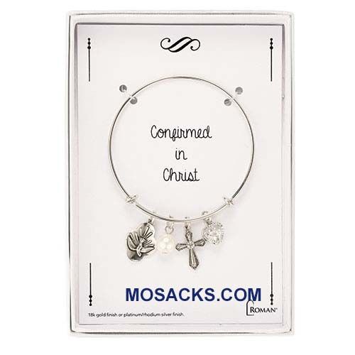 Confirmation Bangle Bracelet Dove Cross faux Pearl in Silver 12778 Holy Spirit Bangle Bracelet