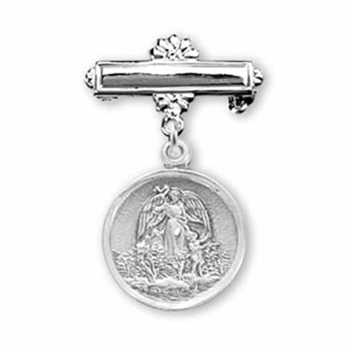 Sterling Silver Guardian Angel Medal with Pin SP1592 Sterling Silver Guardian Angel Medal with Pin, SP1592 Christian Baby Pin