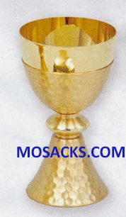 Chalice - Gold Plated Hammered Finish Chalice is 6" H and 3-3/8" dia. Cup with 8 oz. cap. 14-K198 ?…