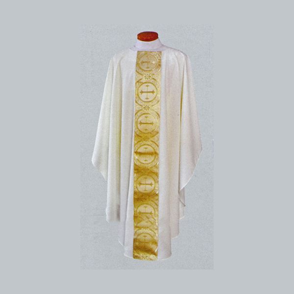 Beau Veste White Satin Gold Brocade Chasuble-2040