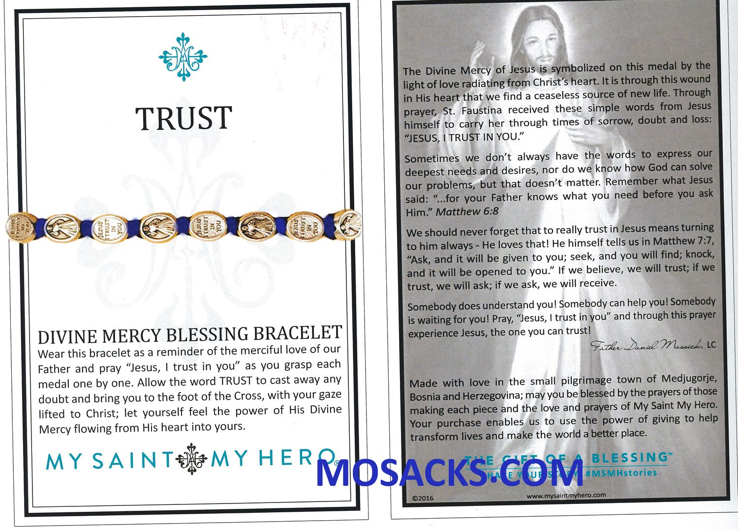 My Saint My Hero Trust Divine Mercy Bracelet Navy-DMS-107