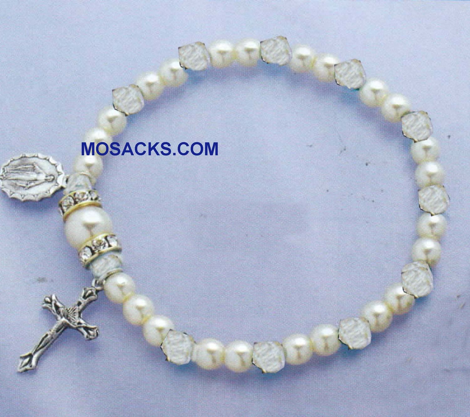 April Birthstone Rosary Stretch Bracelet Crystal - 45280CR Crystal One Decade Rosary Bracelet for A…