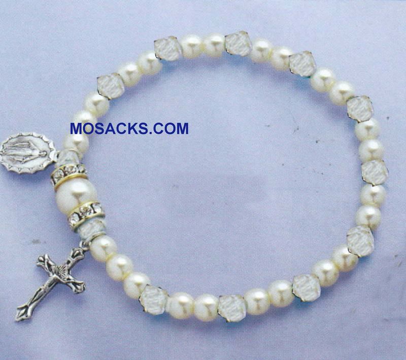 April Birthstone Rosary Stretch Bracelet Crystal - 45280CR Crystal One Decade Rosary Bracelet for A…