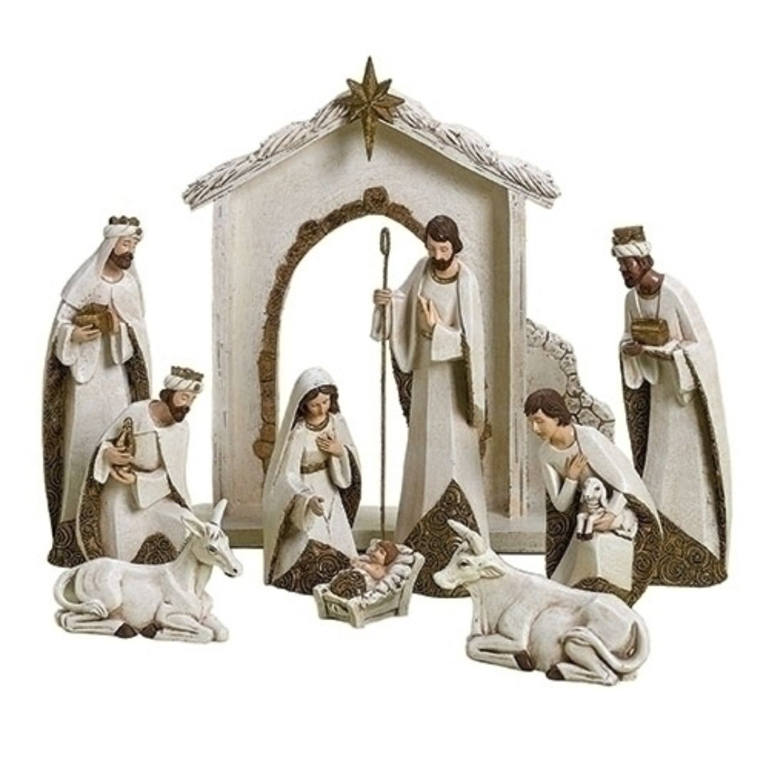 Ivory Nativity Set 10-pc set 12H Resin. Box (1/6) Ivory Nativity Set 10-pc set 12"H Resin. Box (1/6) 31379