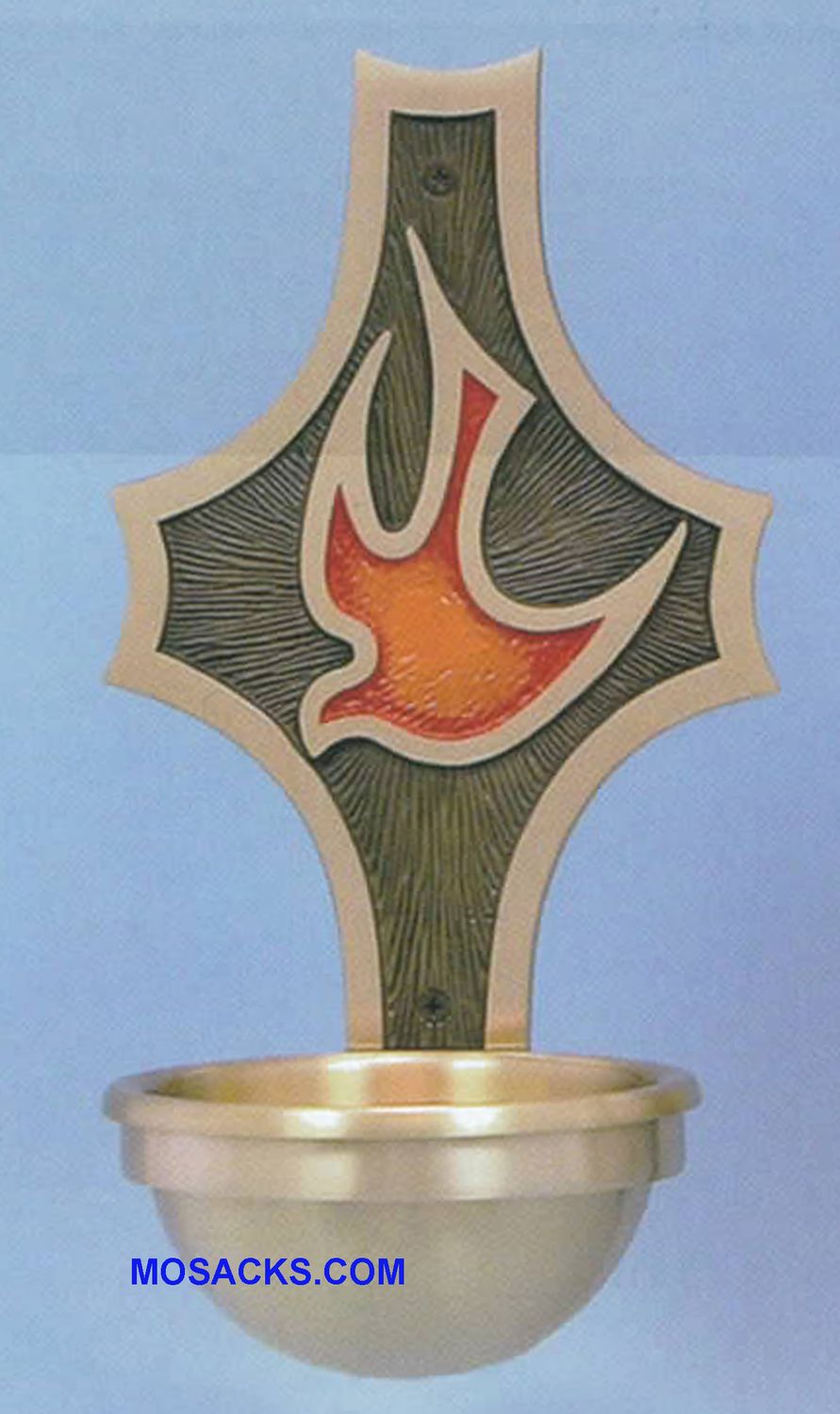 Bronze Holy Water Font Holy Spirit w/Textured Back Plate 81HWF47 Bronze Holy Water Font Holy Spirit w/Textured Back Plate 81HWF47