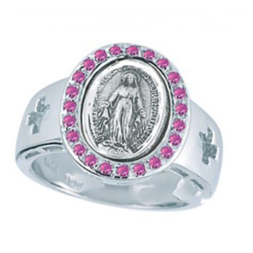 Ring Sterling Silver Miraculous Medal Sizes: 5-8 R4110PK Ring Sterling Silver Miraculous Medal Sizes: 5-8 R4110PK Mary, Mother of God ring