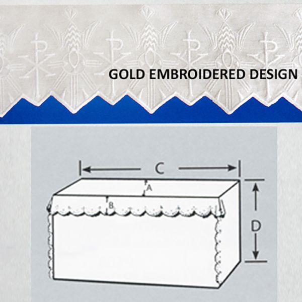 Embroidered 100% Pure Linen Altar Cloth with Gold Silk Chi Rho Embroidery-4006