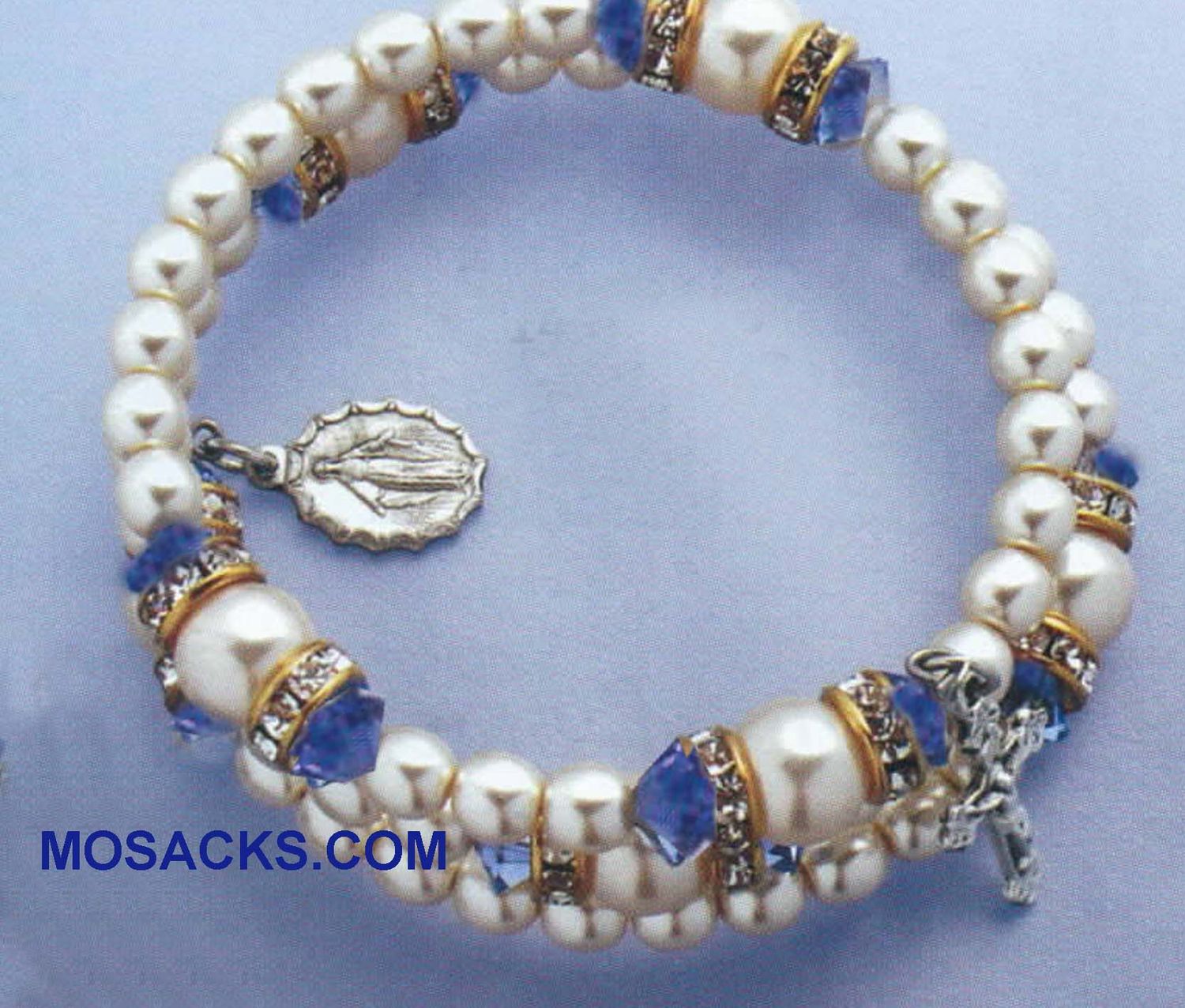 December Birthstone Rosary Bracelet Rosary Spiral Bracelet Blue Zircon -14298AQ Blue Zircon Decembe…