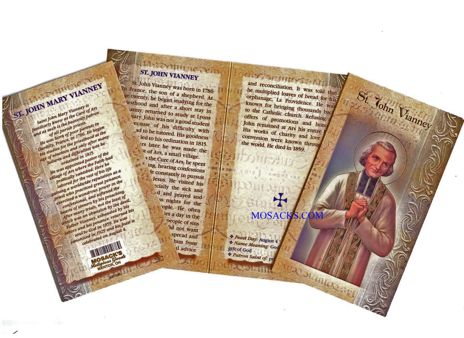 St John Vianney Bifold Prayer Card & History St John Vianney Bi-fold Holy Card & History #F5-472