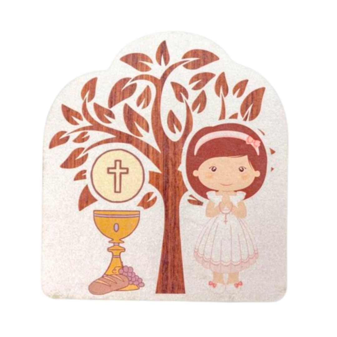 Tree of Life: First Communion Wood Plaque (Girl) Tree of Life First Holy Communion 4-1/4" Wood Plaque Girl 366-919
