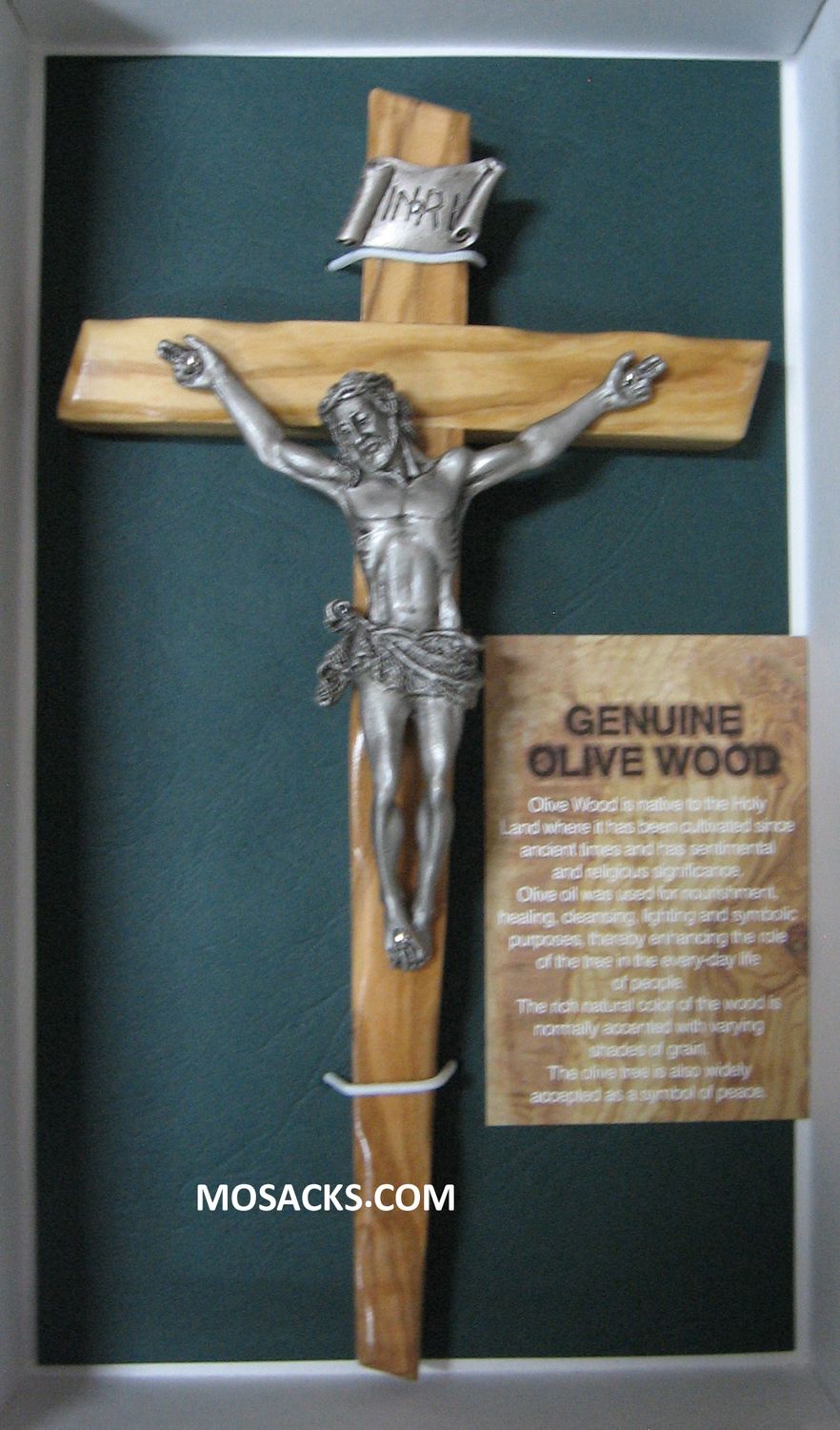 8" Olive Wood Crucifix with Antique Pewter Corpus -JC4118E is a wall crucifix.