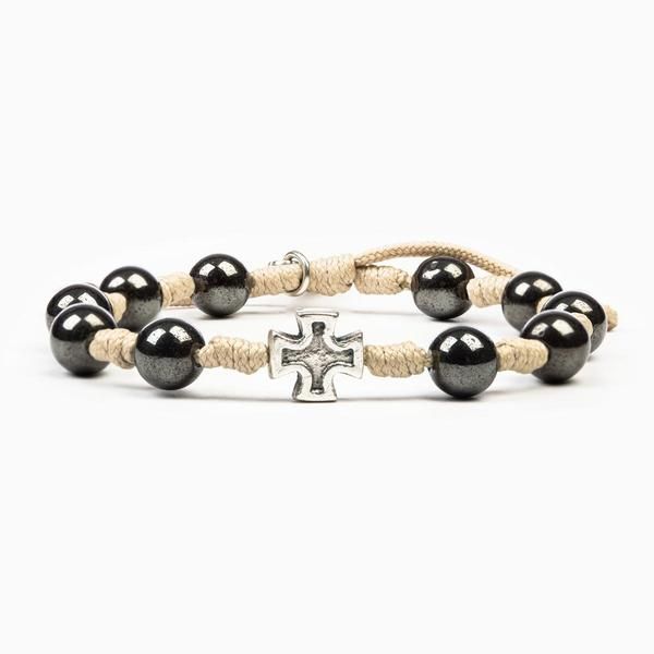 My Saint My Hero Honor Blessing Tan Hematite Bracelet For Men 28007HE
