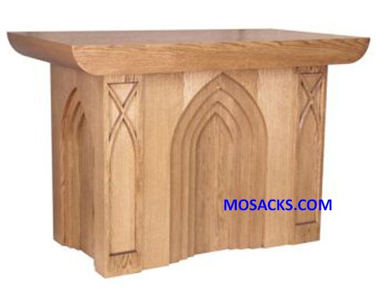 Altar - Wood Altar w/ Gothic Arches 72" wide x 38" deep x 40" high 40-636 Available in Various Wood…