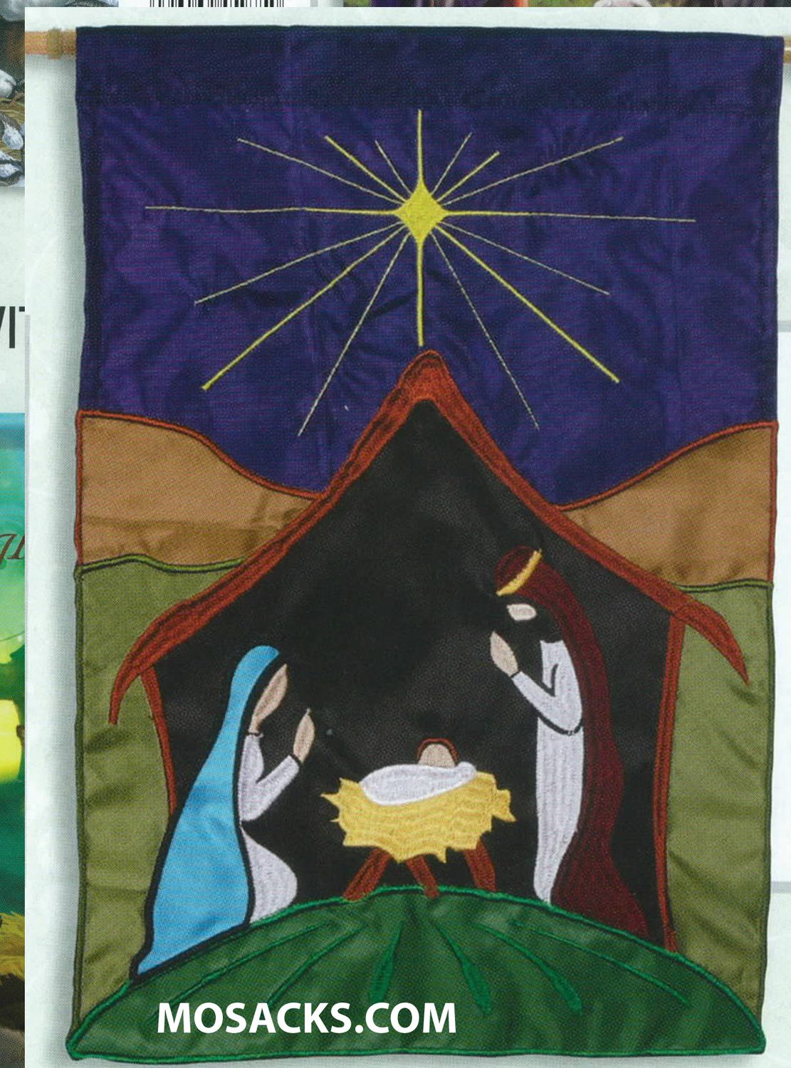 Flagtrends by Carson Christmas flag Peaceful Nativity Flag 29x42" Applique Flag 480-56231