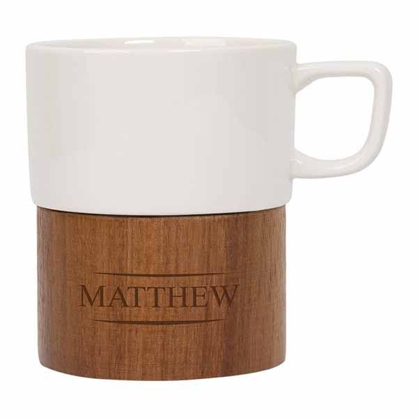 Porcelain & Wood Mug 8 oz (Personalized) - ZHZO42