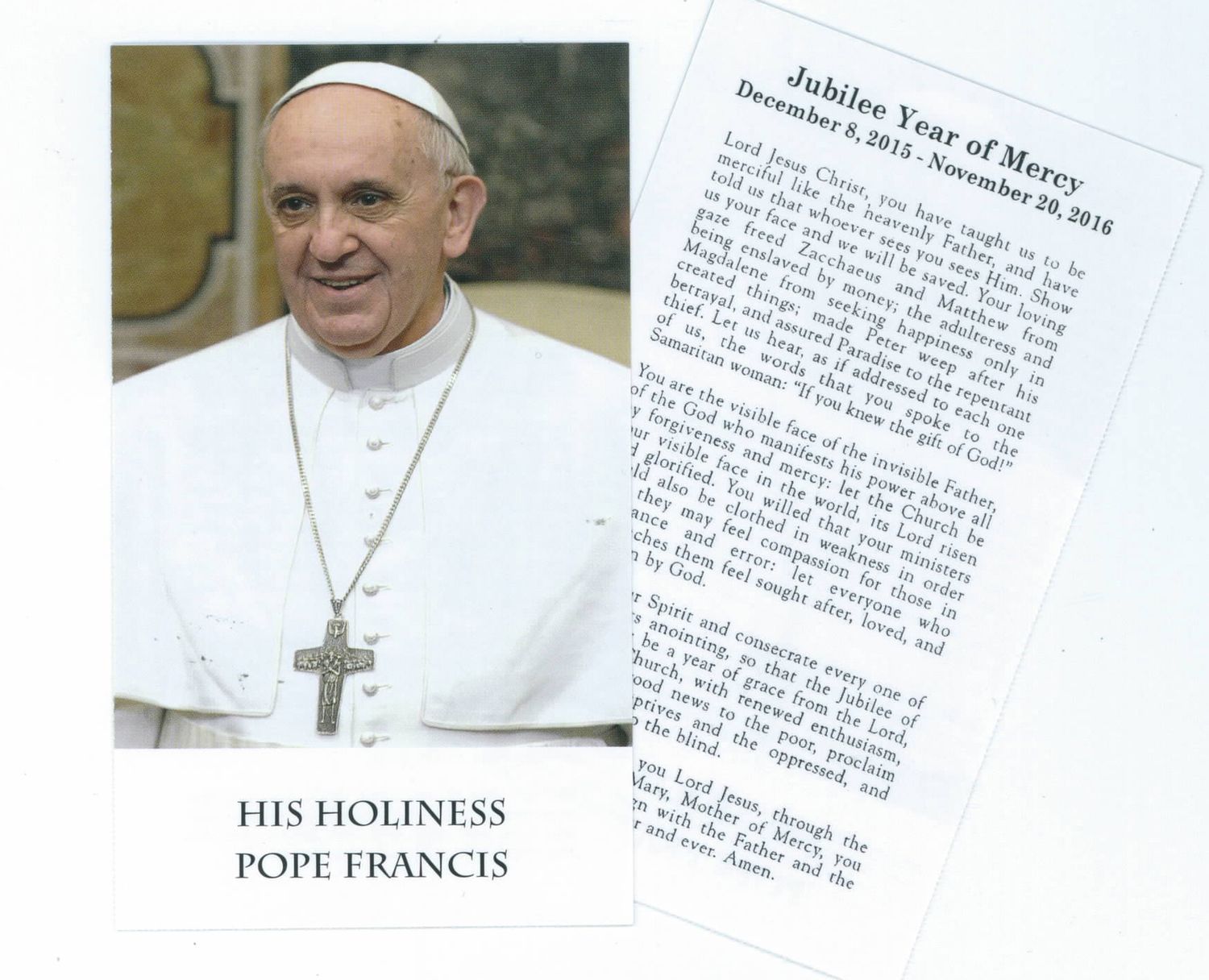 Jubilee Year Of Mercy Pope Francis Paper Holy Card-2