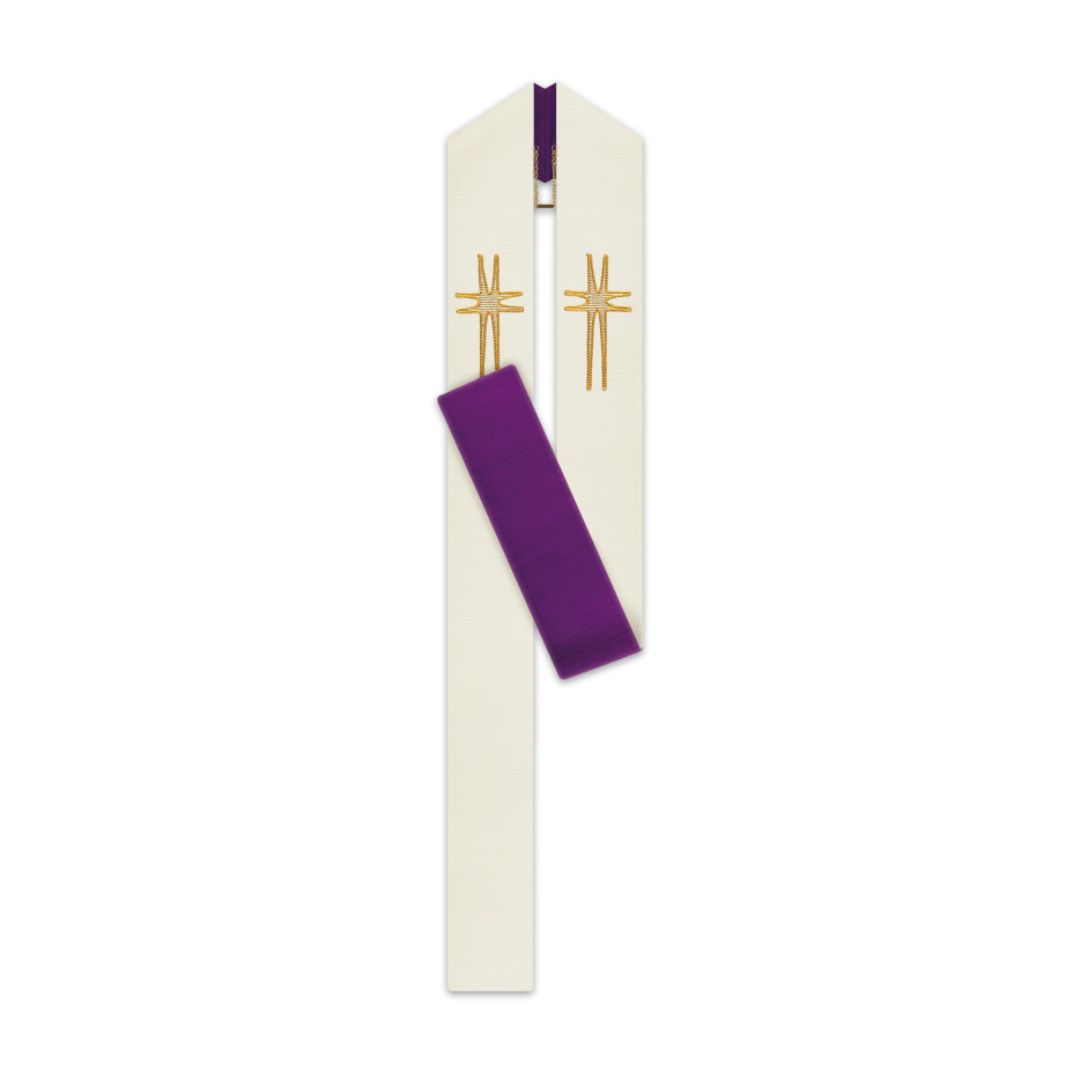 Slabbinck Overlay Stole Reversible White/Purple #50-3806WP