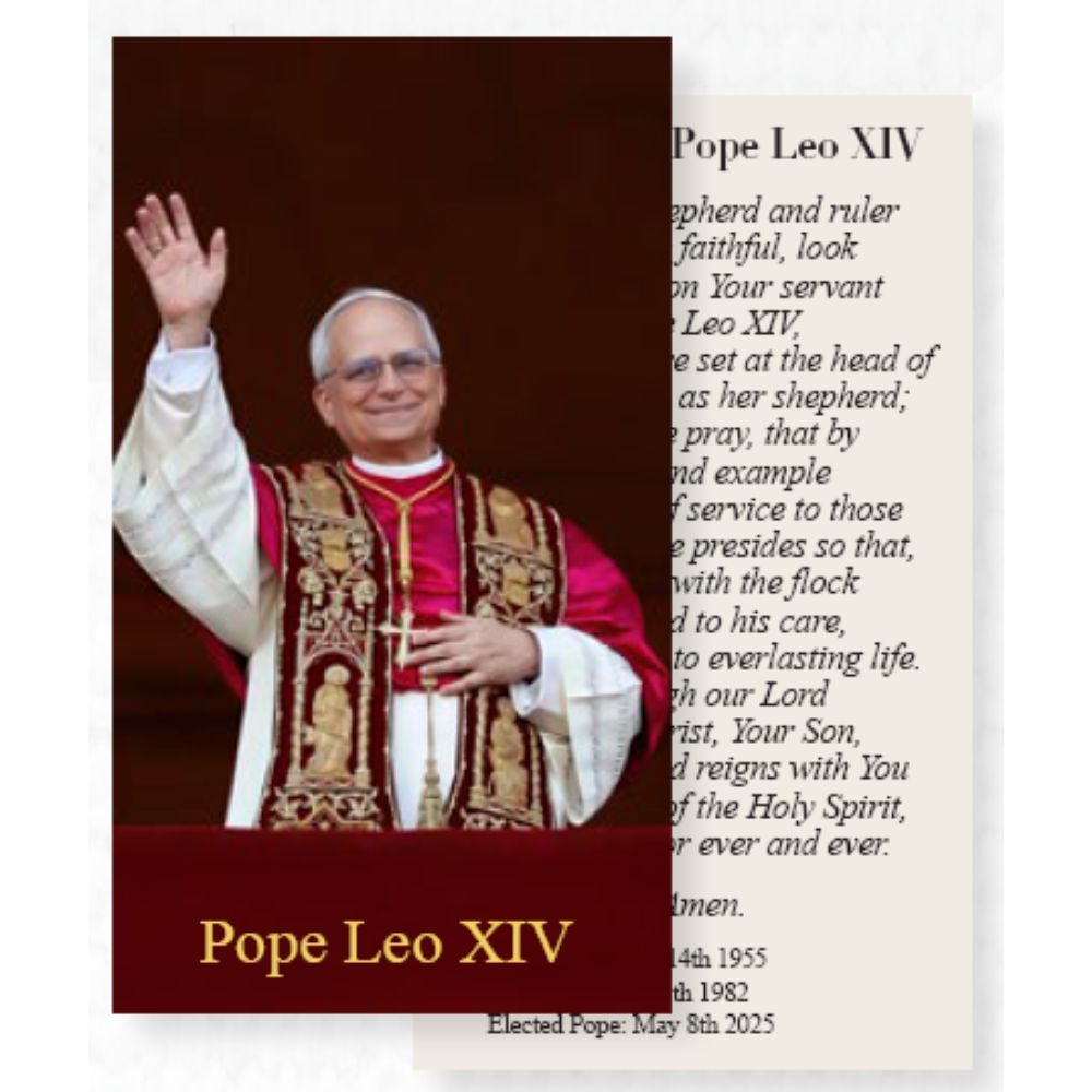 Pope Leo XIV Holy Card with Prayer, Paper 5P567BPopeLeoXIVHolyCardwithPrayer