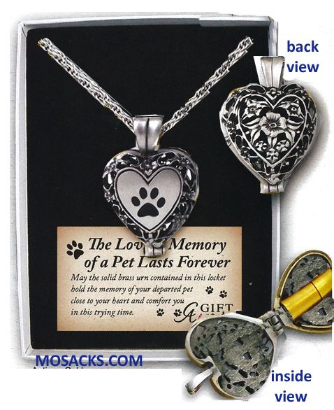 Memorial Locket Paw Print Pewter on 24" Chain 5-AL106-10A00-2