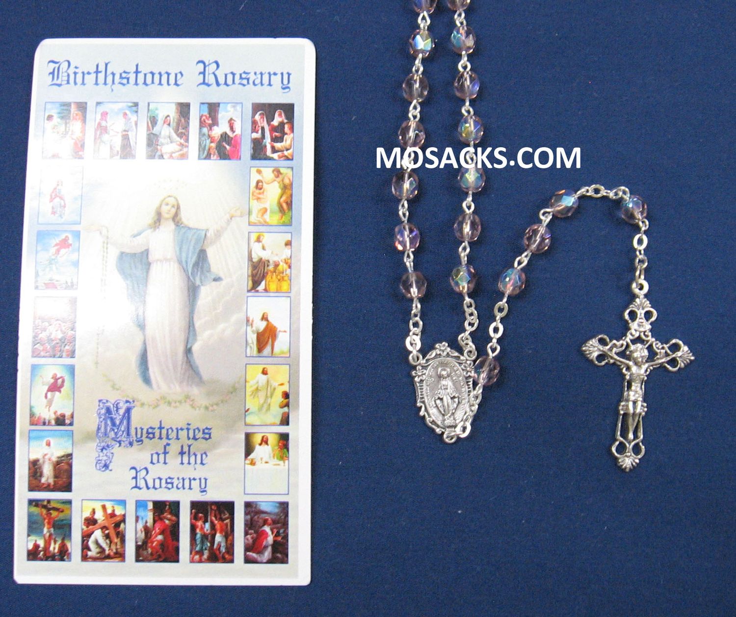 June Light Amethyst Aurora Borealis Birthstone Rosary 64-307/LA/C1