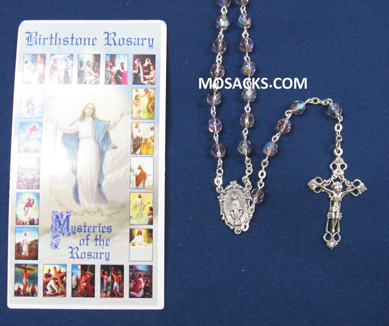 June Light Amethyst Aurora Borealis Birthstone Rosary June Light Amethyst Aurora Borealis Birthstone Rosary 64-307/LA/C1