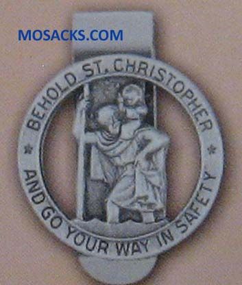 St. Christopher Round Visor Clip 1.75" x 1.5"  12-V5008 St Christopher Round 1.75x1.5" Visor Clip 1…