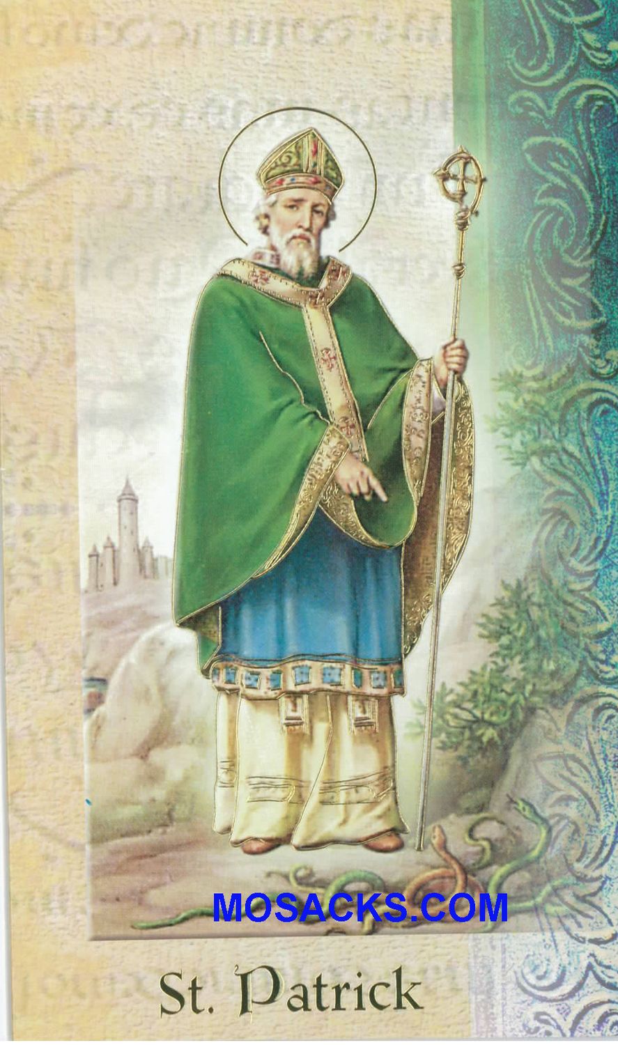 St. Patrick Laminated Bi-fold Holy Card, F5-640 St. Patrick Laminated Bi-fold Holy Card, F5-640