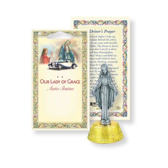 Auto Statue Our Lady Of Grace Antique Silver 12-1616-277 Our Lady of Grace Auto Statue