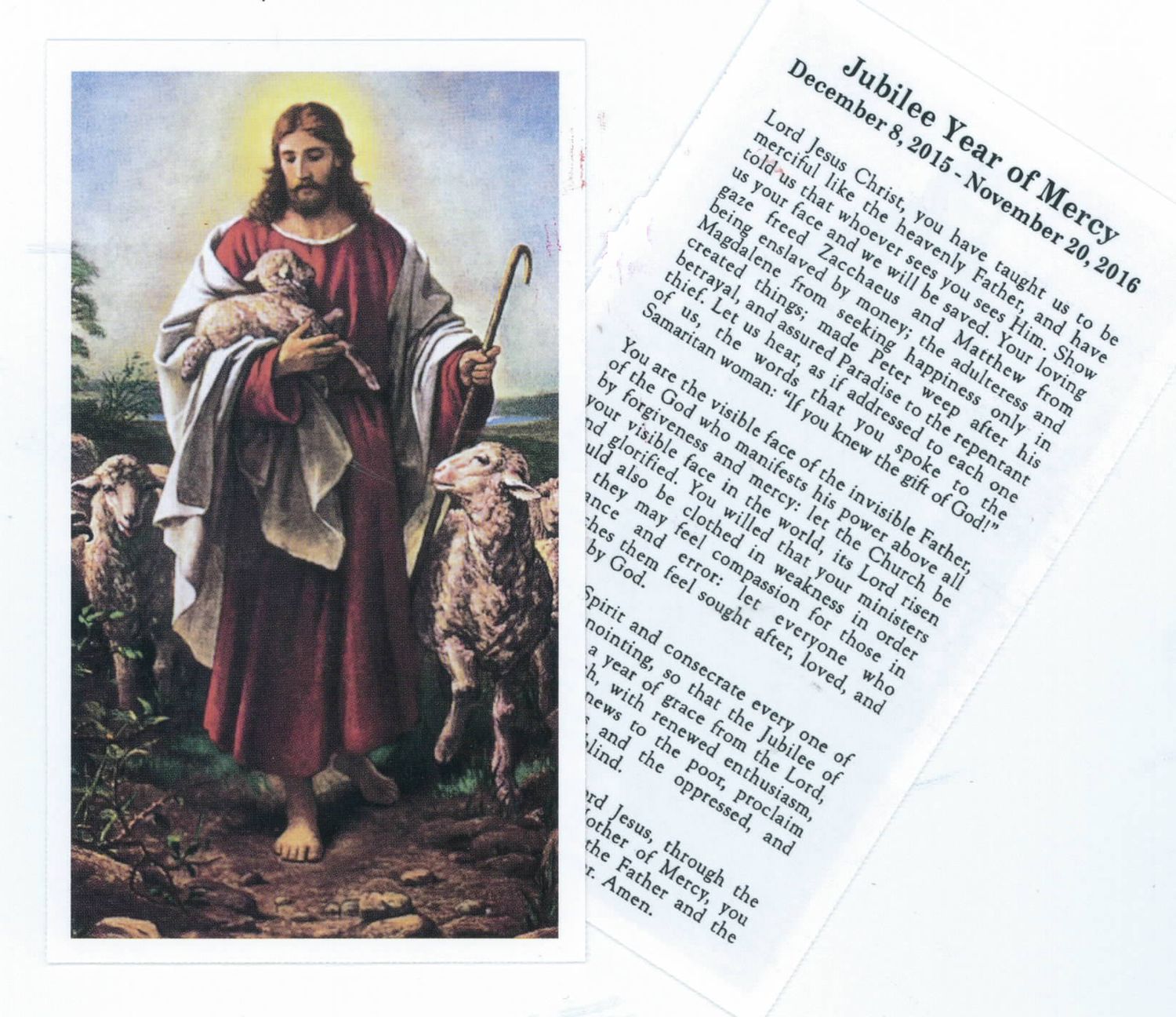 Jubilee Year Of Mercy Good Shepherd Paper Holy Card 2-911M