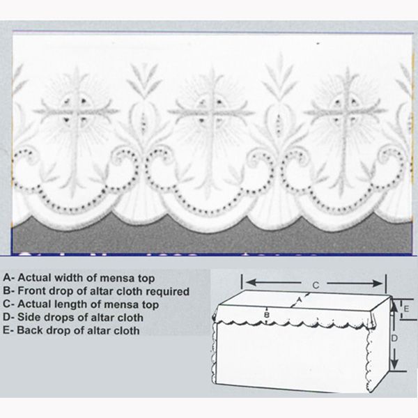 Embroidered Polyester White Silk Embroidery Cross Altar Cloth-1609‚Äã Beau Veste Embroidered Cross Polyester Altar Cloth White Silk Embroidery-1609