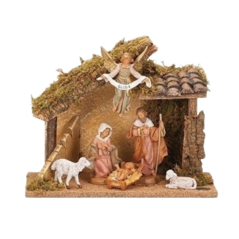 Fontanini 5 Inch 6 Piece Nativity Set with Italian Stable-54425