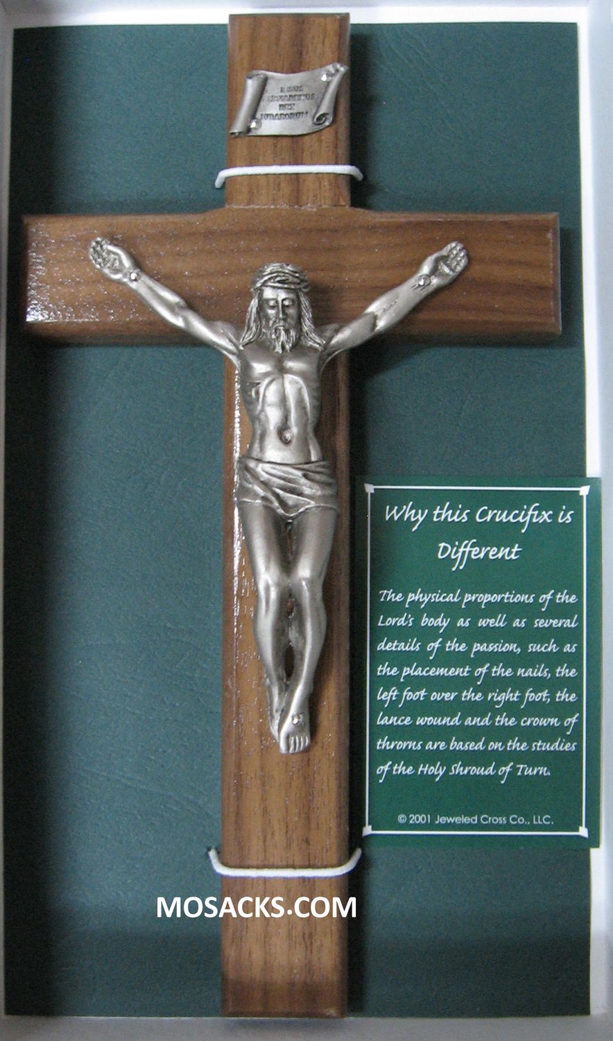 Shroud of Turin Crucifix 8" Walnut with Antique Pewter Corpus - JC72E