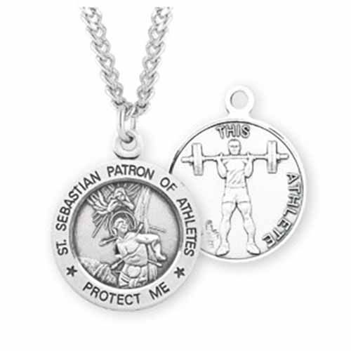 St. Sebastian Sports Medal Weightlifting in Sterling Silver, S905224
