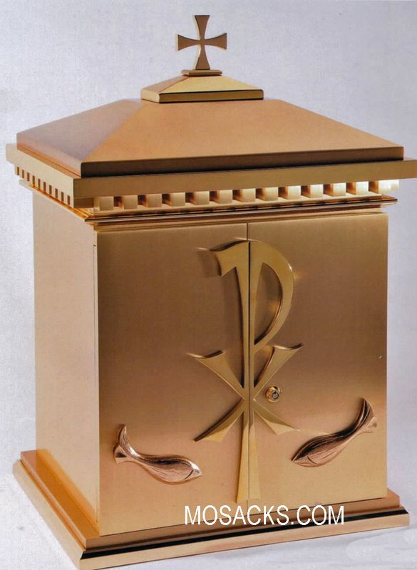 Bronze Tabernacle with Chi Rho & Fish Motif 10TAB14