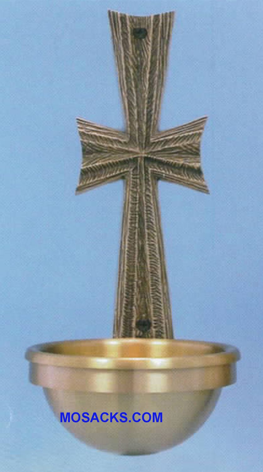 Bronze Holy Water Font w/Textured Cross 76HWF16