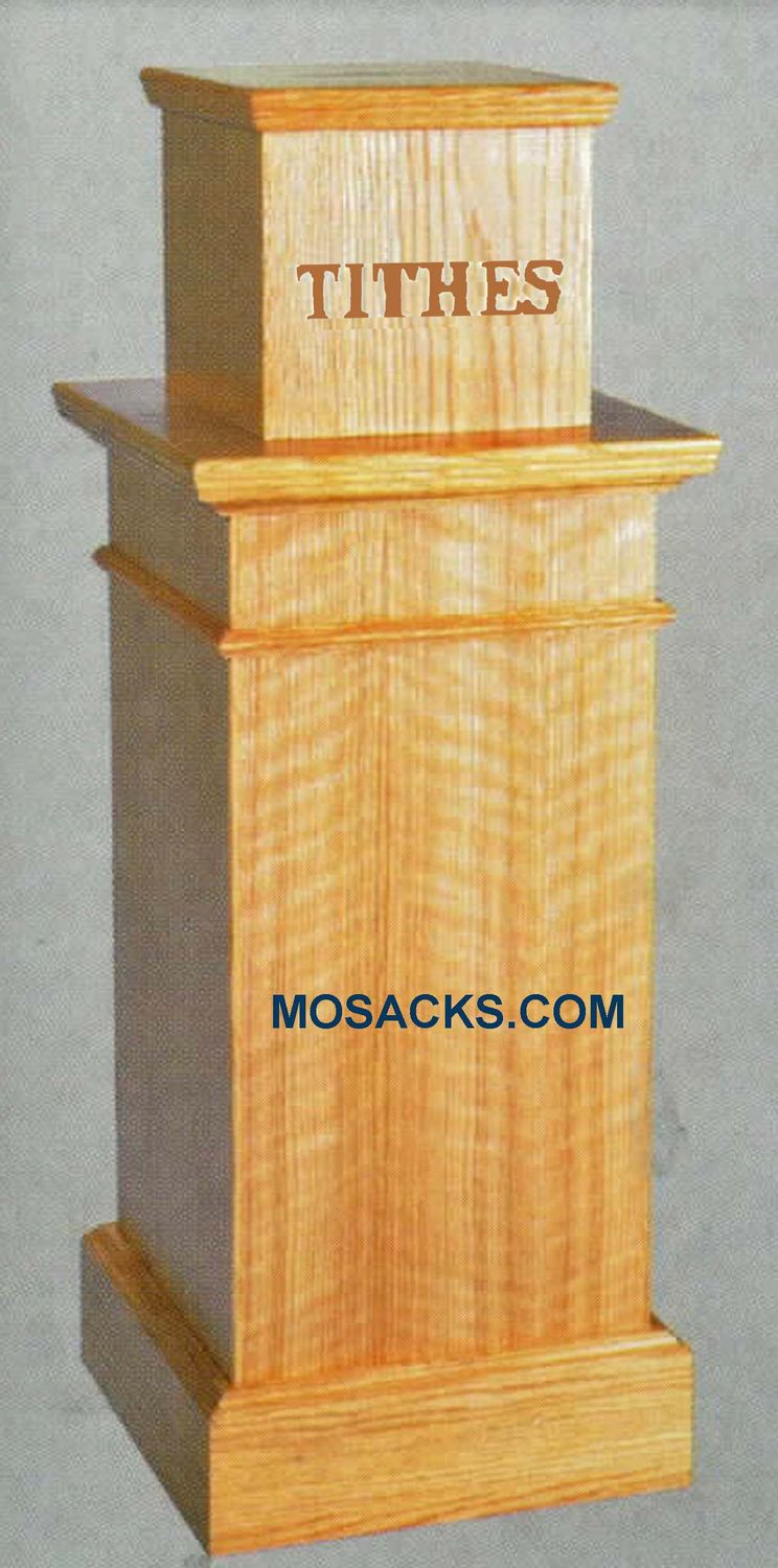 Wooden TITHES  Box with Lettering, without light 16" w x 16" x d x 42" h 40-1161 various wood stain…
