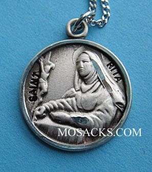 St. Rita Sterling Silver Medal, 18 S Chain St. Rita Sterling Medal w/18" S Chain