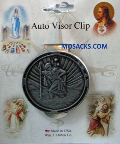 St. Christopher Round Visor Clip 1.5" x 1.5"  12-V5060 St Christopher Round 1.5x1.5"  Visor Clip 12…