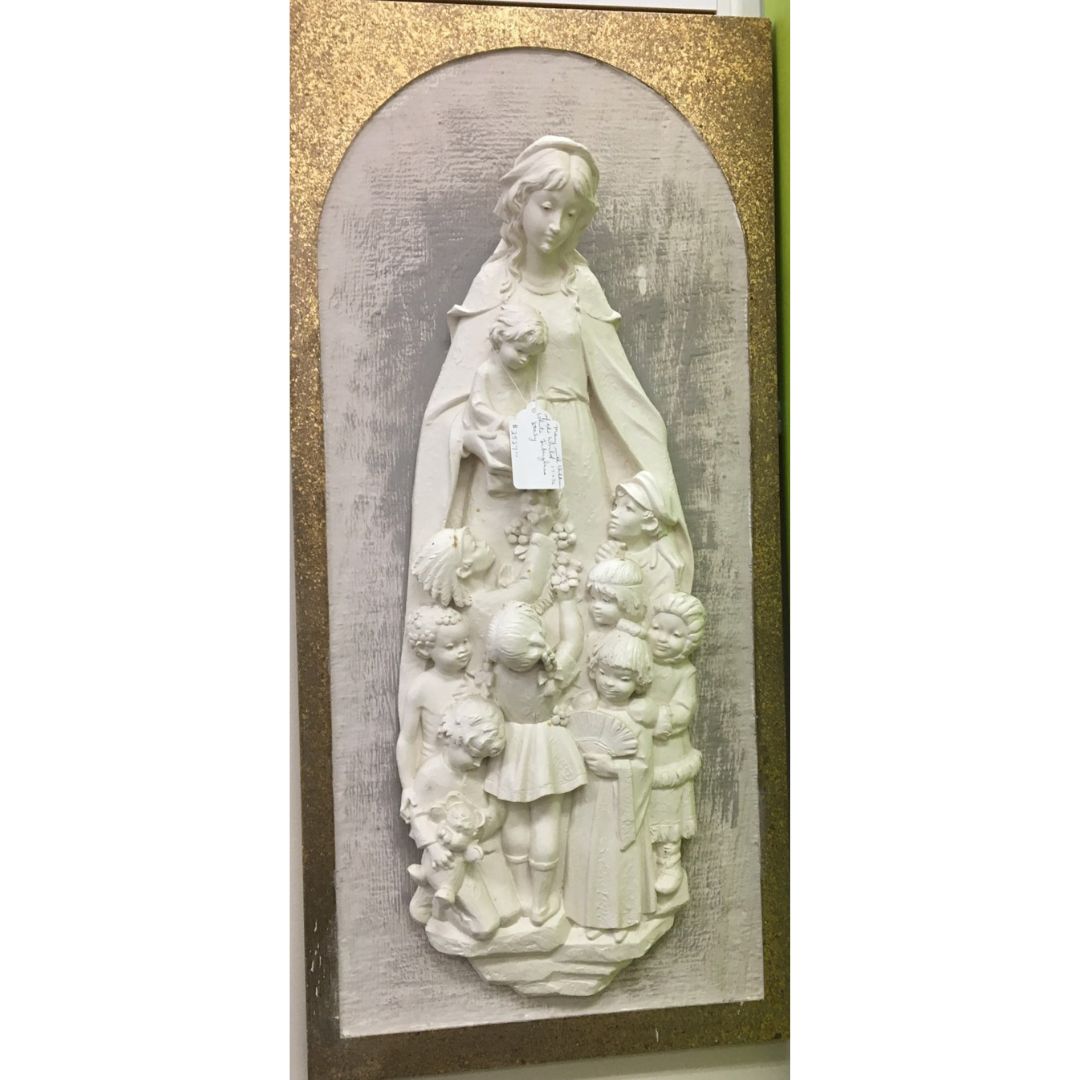 Mary-and-Children-Of-The-World-Fiberglass-Wall-Art-in-White