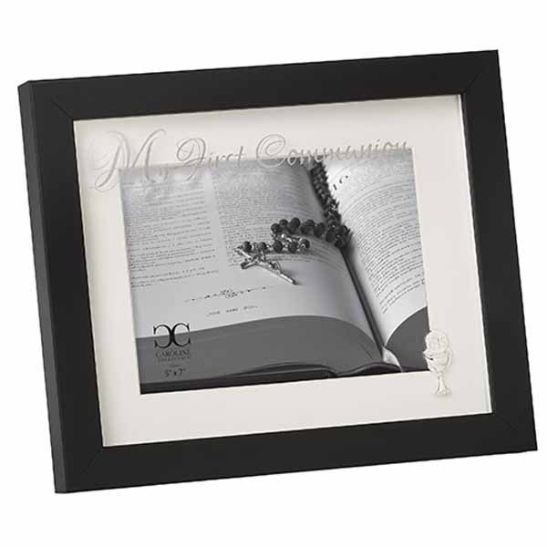 First Communion 5x7 Frame, Caroline Collection First Communion Black Frame in the Caroline Collection holds a 5 x 7 Photo 19893