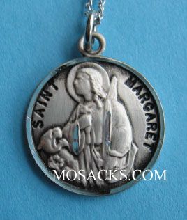 St. Margaret Sterling Medal w/18" S Chain